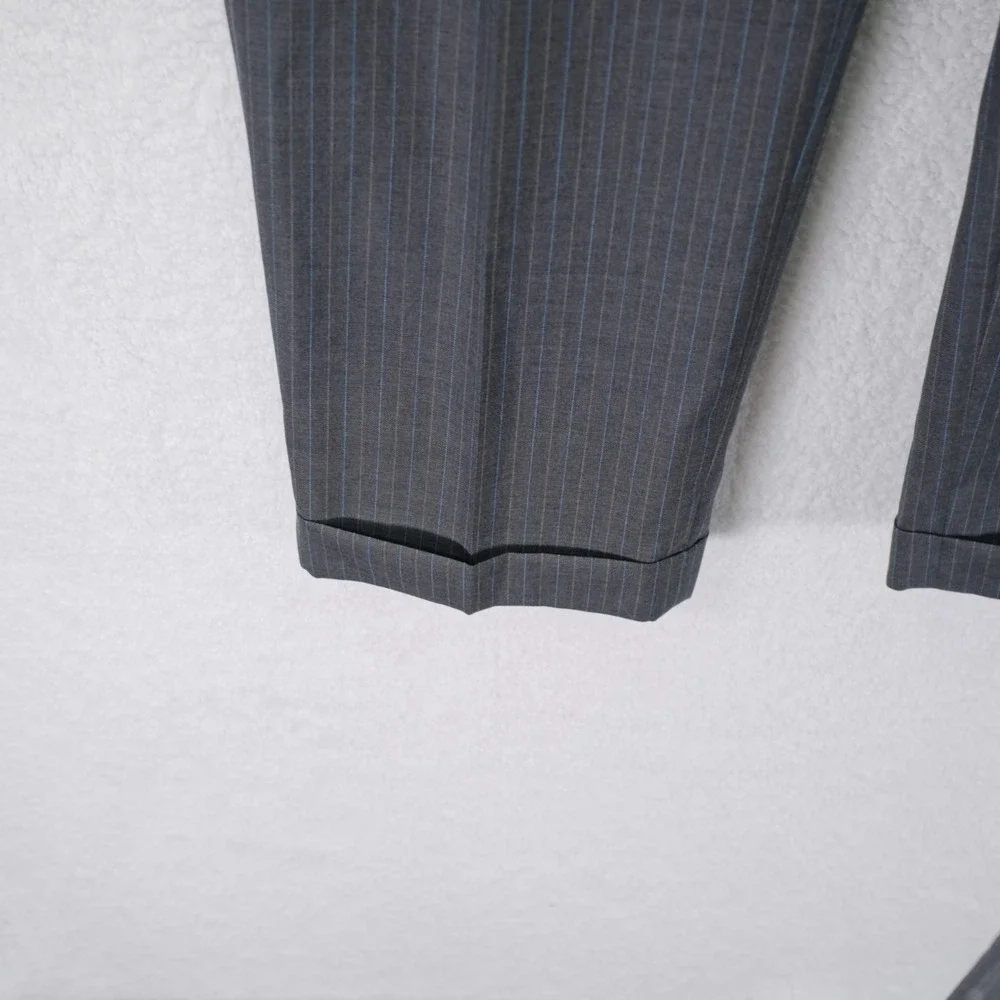 Jos A Bank Signature Gordon Wool Gray Striped 2 Piece Suit 42R  37 / 30 High Ris